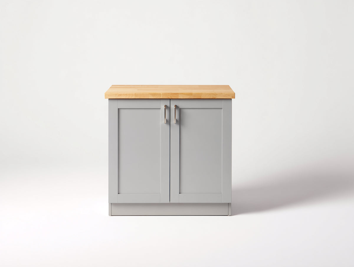 Aparador de madera 120x40x90 cm color gris y madera natural - Estilo rústico moderno con puertas de almacenamiento