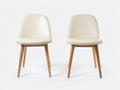 Sillas de comedor de piel sintética 55x60x80 cm - color blanco y madera natural - estilo moderno