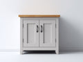 Aparadores de madera 90x40x105 cm - Gris y madera natural - Diseño moderno con 2 puertas