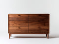 Cómoda 160x45x85 cm - de 6 cajones de madera maciza con diseño moderno y acabado natural - color nogal - estilo elegante contemporáneo