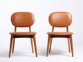 Sillas de comedor de madera y piel sintética marrón 55 x 60 x 80 cm - color marrón y madera natural - diseño moderno con respaldo acolchado