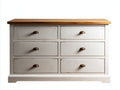 Cómoda 150x45x85 cm - blanco y madera natural - diseño clásico con 6 cajones para dormitorio