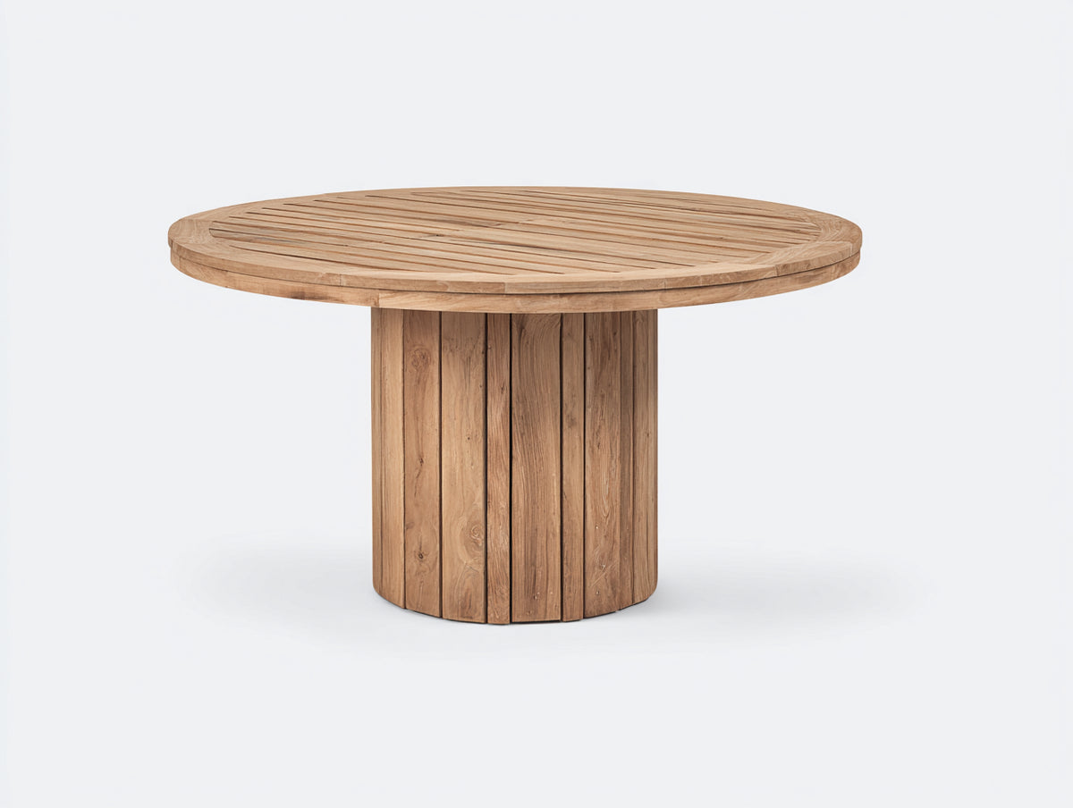 Mesa de jardín de madera 120x120x75 cm - color madera natural - estilo moderno