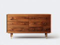 Cómoda de madera maciza 160x40x80 cm color nogal - Estilo moderno con 6 cajones