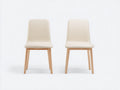 Sillas de comedor tapizadas 48x55x82 cm color beige y madera natural - Diseño moderno con patas de madera