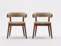 Sillas de comedor de madera y piel sintética beige 55 x 60 x 80 cm - color beige y madera natural - diseño moderno con respaldo acolchado