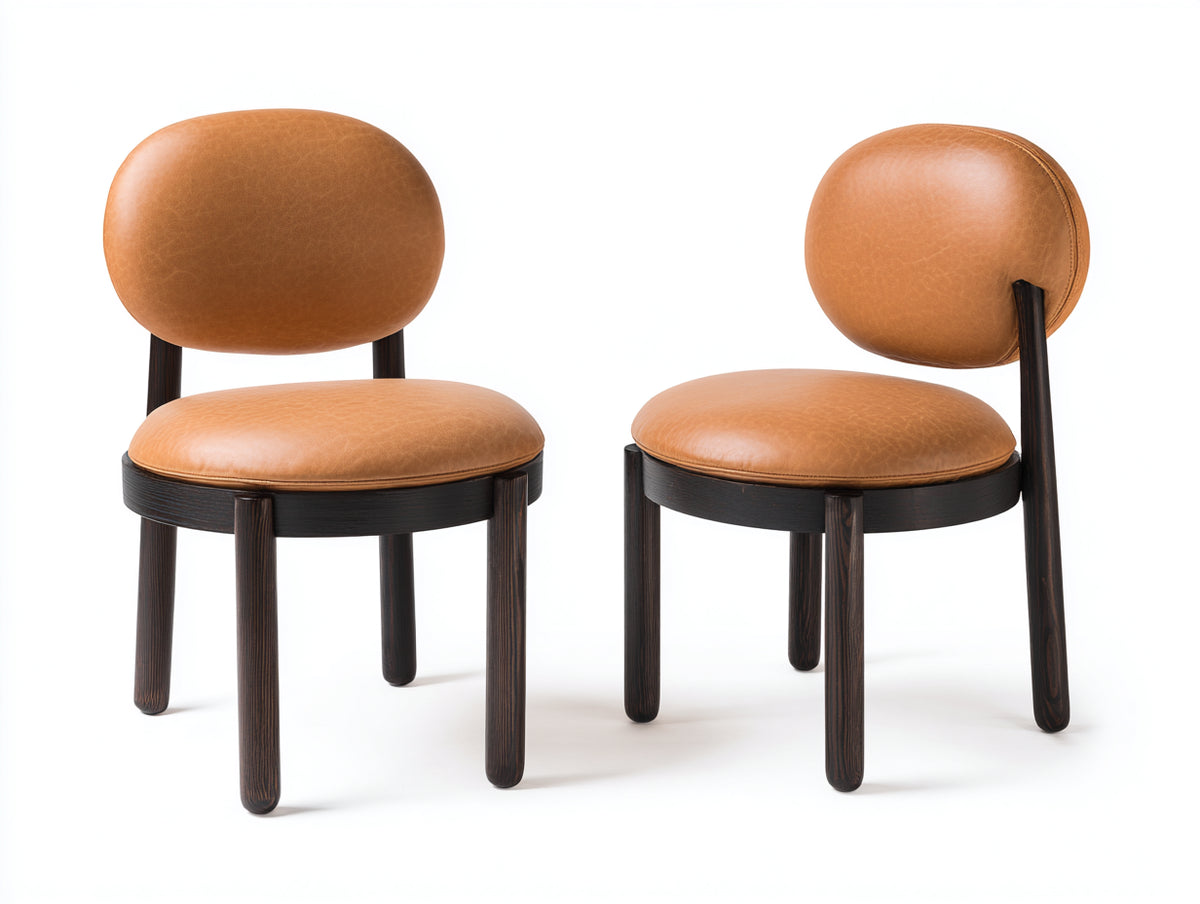 Sillas de comedor de piel sintética 55x60x80 cm - color marrón y negro - estilo moderno