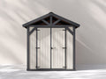 Caseta de jardín de madera 300x250x220 cm color gris y blanco - Cobertizo exterior con puertas dobles