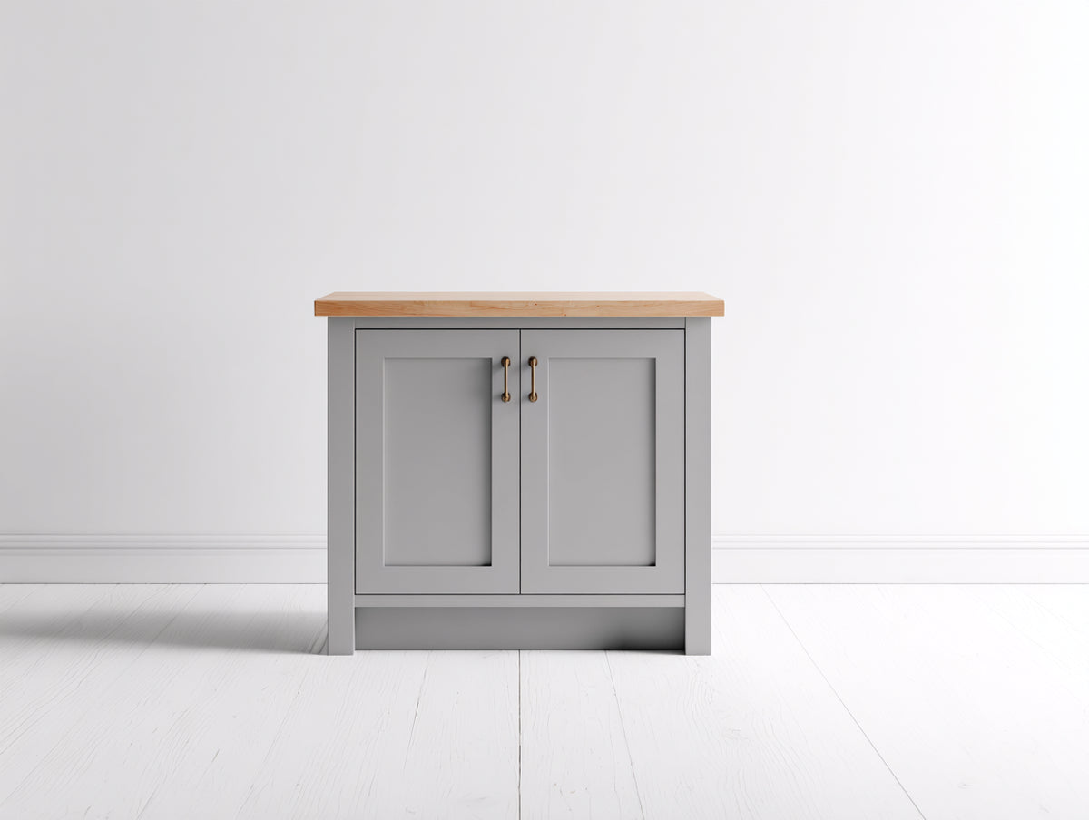 Aparadores de madera 80x38x90 cm - Gris y madera natural - Diseño moderno con 2 puertas