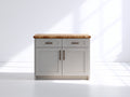 Aparador de madera gris y madera natural 120 x 40 x 90 cm - color gris y madera natural - diseño moderno con dos puertas y dos cajones