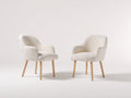 Sillas de comedor 58x60x82 cm - tapizado beige y patas de madera - diseño moderno para salón