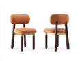 Sillas de comedor 52x55x82 cm - tapizado marrón y estructura de madera oscura - estilo moderno para salón