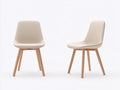 Sillas de comedor tapizadas 48x55x86 cm - Beige y madera natural - Diseño moderno con respaldo curvo
