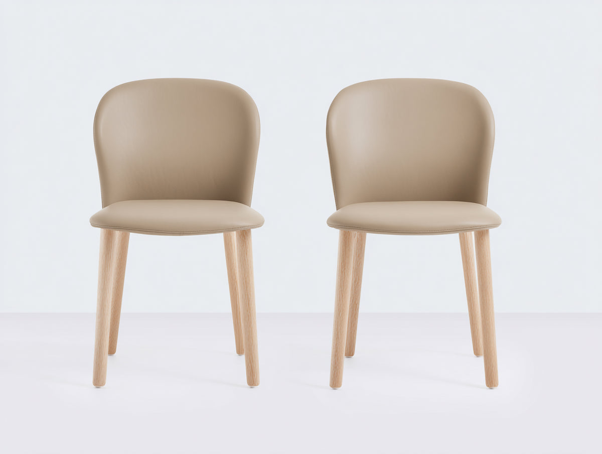 Sillas de comedor 50x55x82 cm - tapizado beige y patas de madera natural - diseño moderno para salón