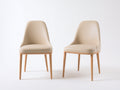 Sillas de comedor tapizadas 50x55x82 cm color beige y madera natural - Diseño moderno con patas de madera