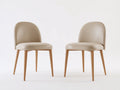 Sillas de comedor tapizadas 50x56x84 cm - Beige y madera natural - Diseño moderno con respaldo redondeado