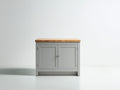 Aparador 120x40x80 cm - gris y madera natural - diseño clásico con 2 puertas para salón