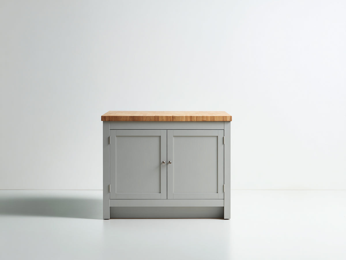 Aparador 120x40x80 cm - gris y madera natural - diseño clásico con 2 puertas para salón