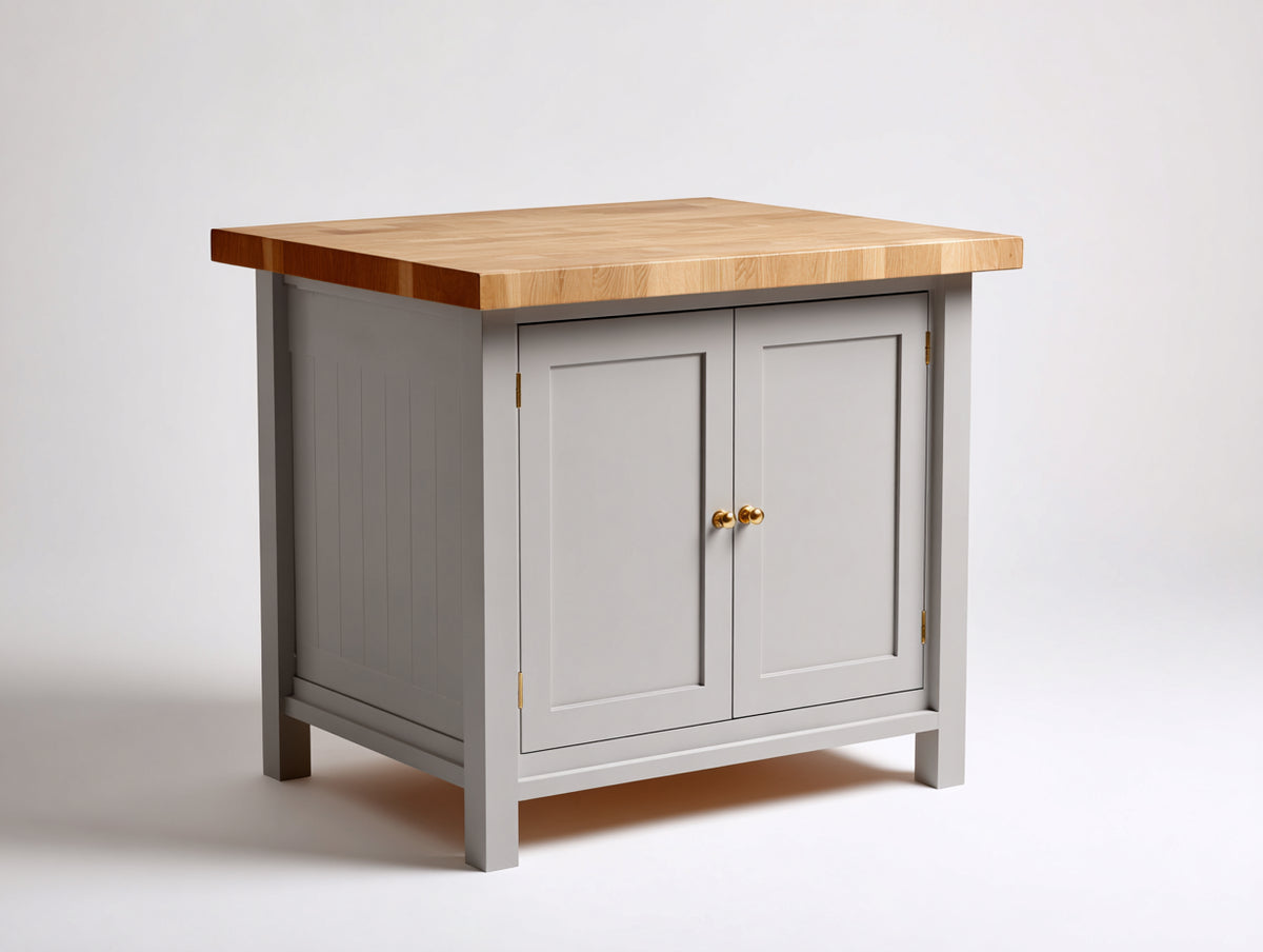 Aparadores de madera 95x48x95 cm - Gris y madera natural - Diseño moderno con 2 puertas
