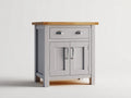 Aparadores de madera 85x40x100 cm - Gris y madera natural - Diseño moderno con 1 cajón y 2 puertas