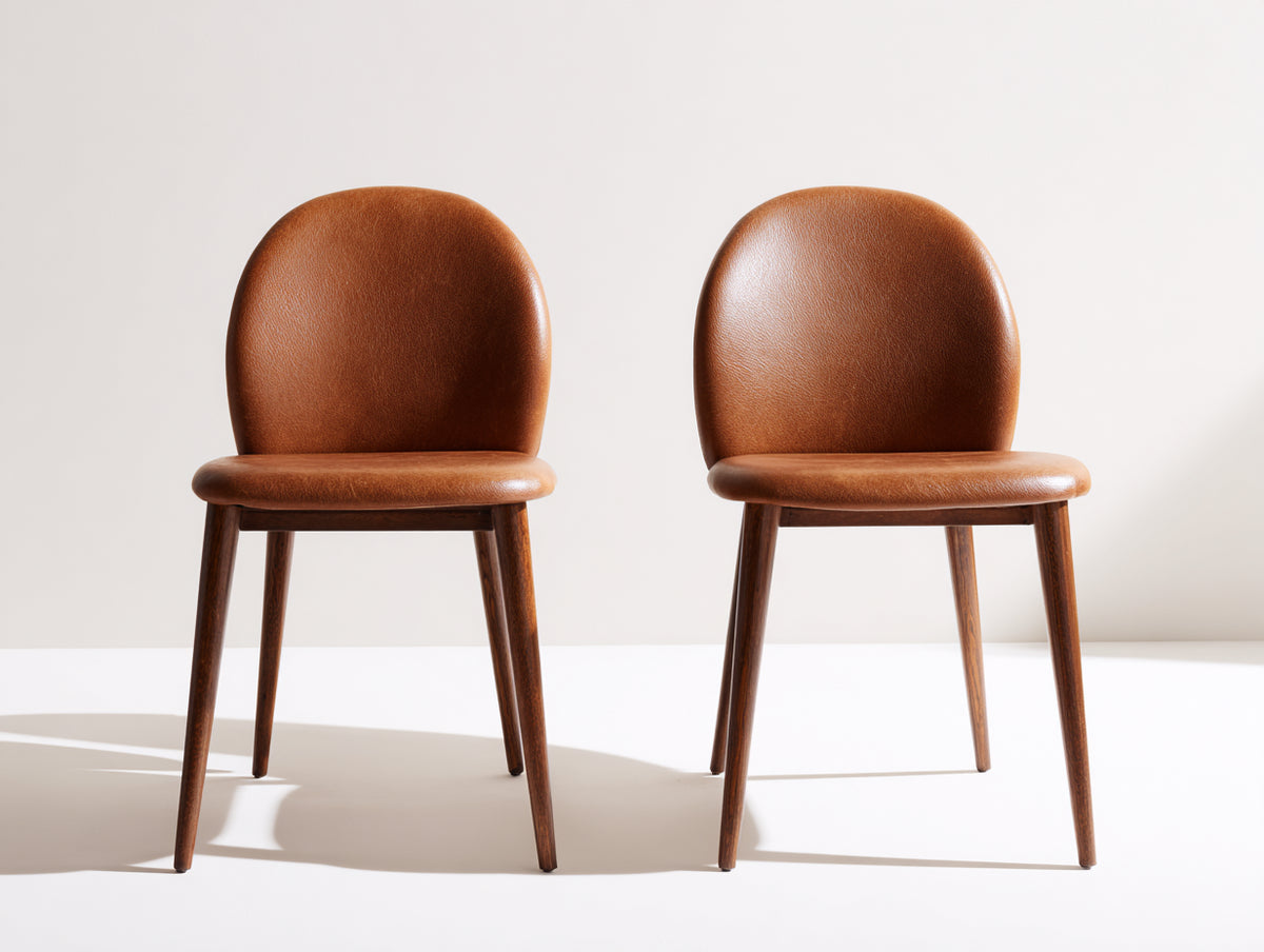 Sillas de comedor de piel sintética 55x60x80 cm - color marrón - estilo moderno