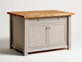 Aparador de madera 140x45x85 cm color gris y madera natural - Estilo rústico moderno con 2 puertas