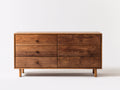 Cómodas de madera 150x45x90 cm - Marrón nogal - Diseño moderno con 6 cajones y tiradores metálicos