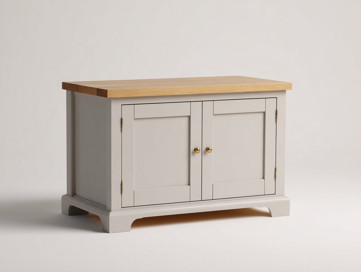 Aparador de madera 140x40x80 cm - color gris y madera natural - estilo moderno